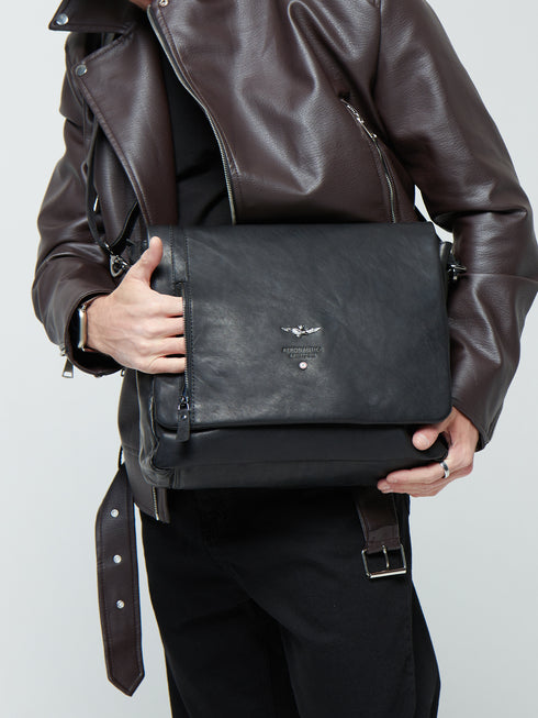 AERONAUTICA MILITARE AM-350 Vintage leather men's messenger