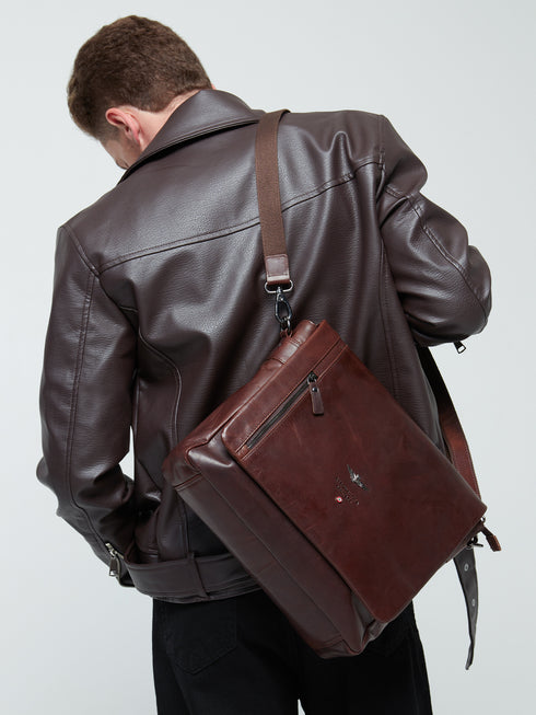 AERONAUTICA MILITARE AM-350 Vintage leather men's messenger