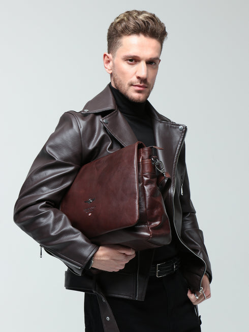 AERONAUTICA MILITARE AM-350 Vintage leather men's messenger