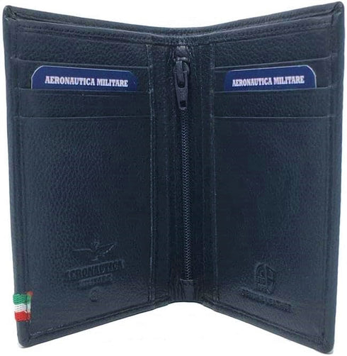 AERONAUTICA MILITARE AM-105 Men's Vertical Flag line wallet with coin pocket in leather - BorsaBella