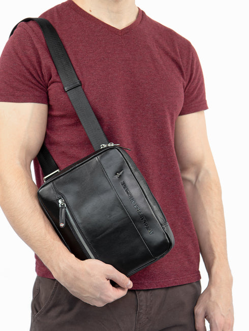 Men's Aeronautica Militare AM-461 Leather Thunter Crossbody Bag