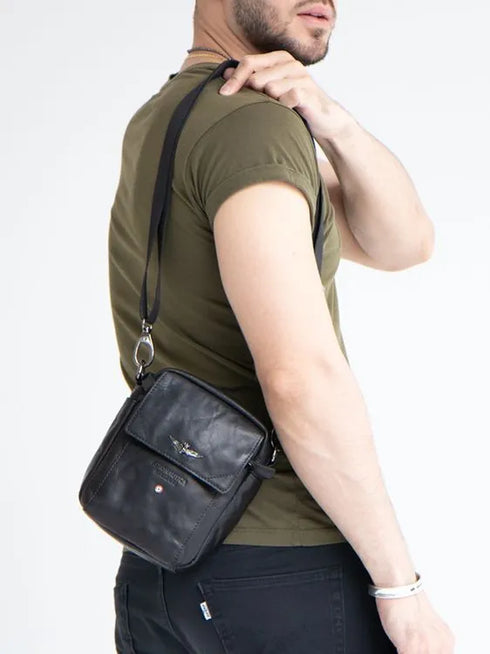 AERONAUTICA MILITARE AM-307 Shoulder bag in genuine VINTAGE leather - BorsaBella