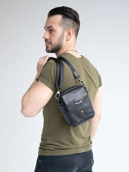 AERONAUTICA MILITARE AM-307 Shoulder bag in genuine VINTAGE leather - BorsaBella