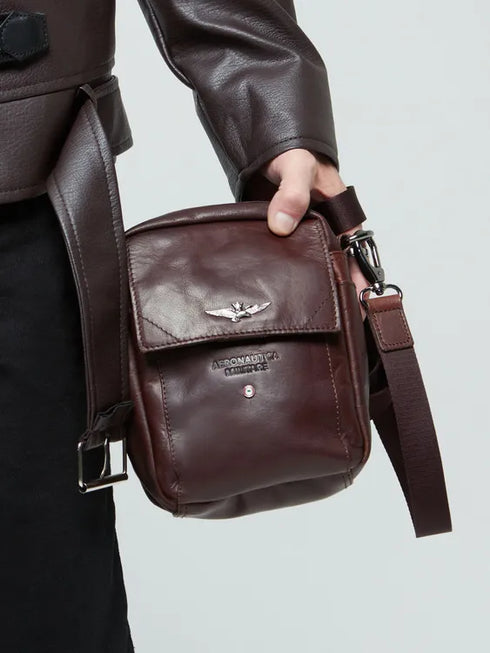 AERONAUTICA MILITARE AM-307 Shoulder bag in genuine VINTAGE leather - BorsaBella