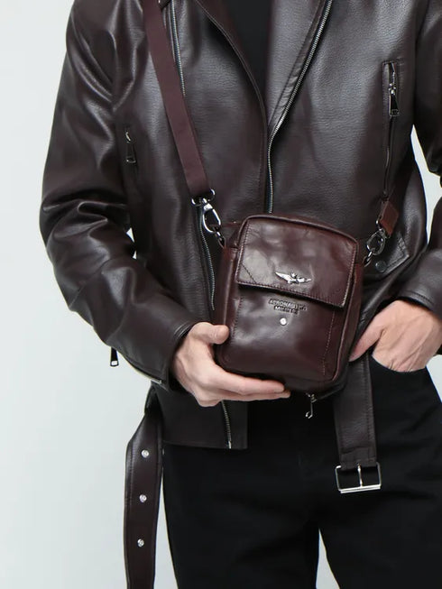 AERONAUTICA MILITARE AM-307 Shoulder bag in genuine VINTAGE leather - BorsaBella