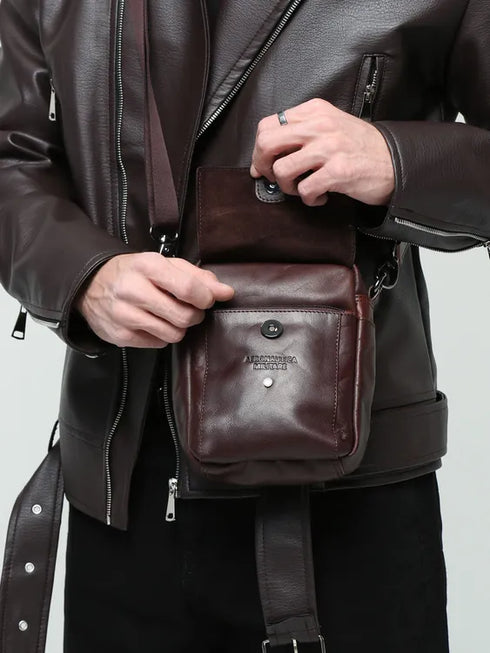 AERONAUTICA MILITARE AM-307 Shoulder bag in genuine VINTAGE leather - BorsaBella