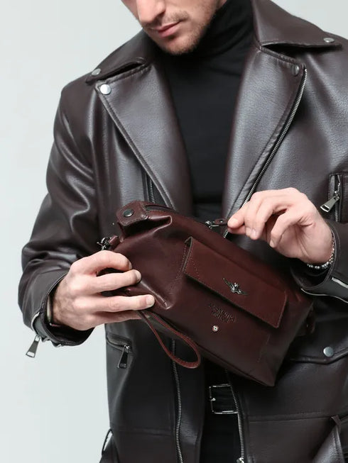 AERONAUTICA MILITARE AM-300 Necessaire Vintage Men's Pochette leather