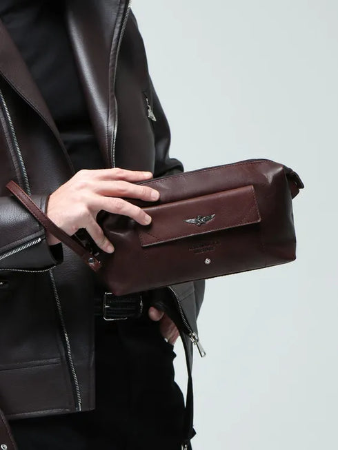 AERONAUTICA MILITARE AM-300 Necessaire Vintage Men's Pochette leather