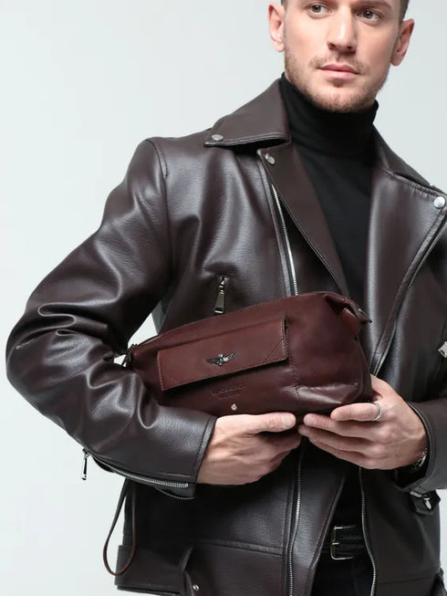 AERONAUTICA MILITARE AM-300 Necessaire Vintage Men's Pochette leather