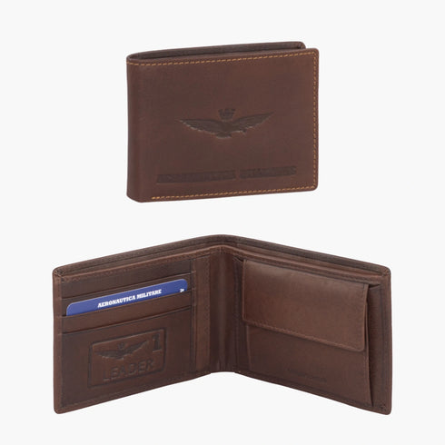 AERONAUTICA MILITARE AM-241 Leather wallet with coin holder New Eagle line