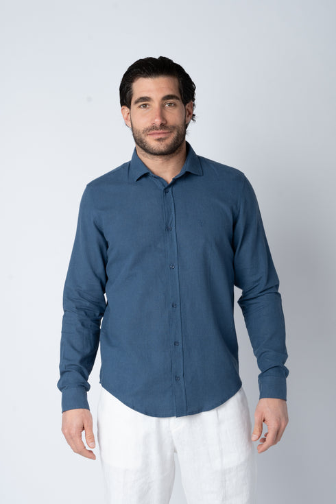 FRANK TAILOR FT410 LONG LINO SHIRT FRENCH COLLAR