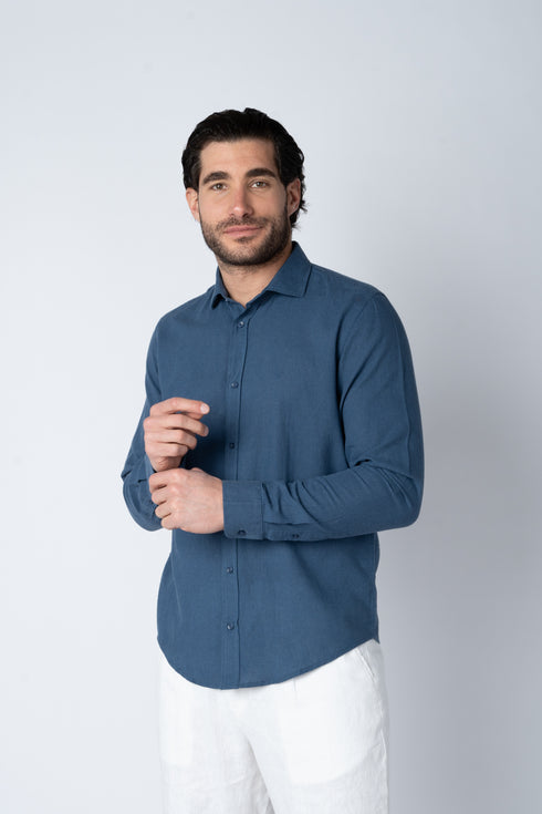 FRANK TAILOR FT410 LONG LINO SHIRT FRENCH COLLAR