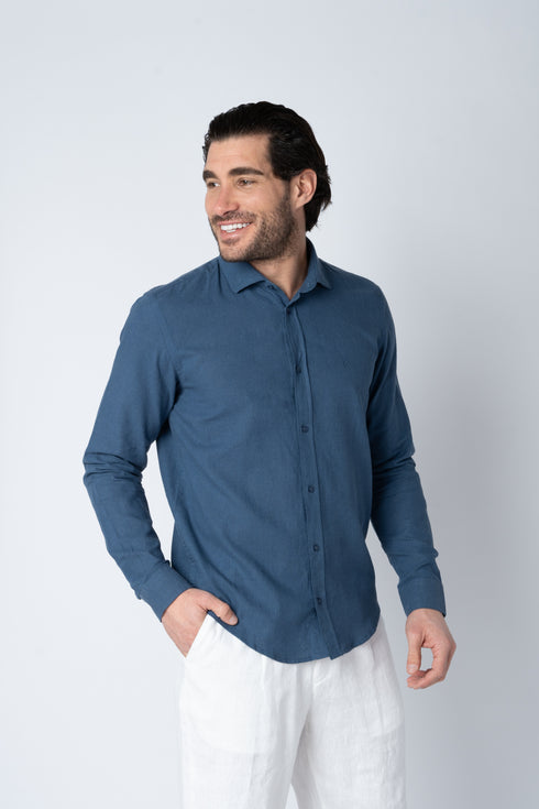 FRANK TAILOR FT410 LONG LINO SHIRT FRENCH COLLAR