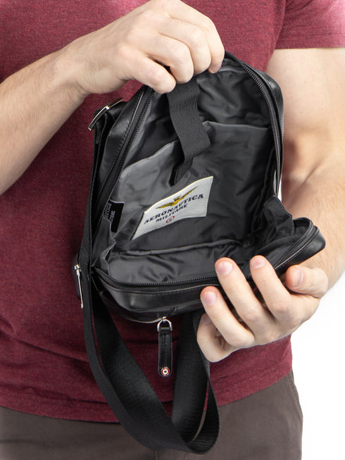 Men's Aeronautica Militare AM-461 Leather Thunter Crossbody Bag