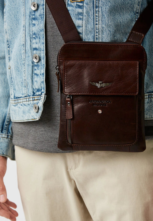 AERONAUTICA MILITARE AM-301 Small shoulder bag in Vintage leather