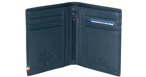 AERONAUTICA MILITARE AM-105 Men's Vertical Flag line wallet with coin pocket in leather - BorsaBella