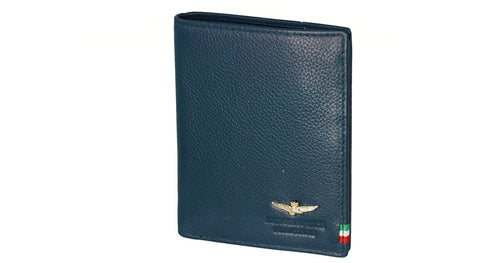 AERONAUTICA MILITARE AM-105 Men's Vertical Flag line wallet with coin pocket in leather - BorsaBella