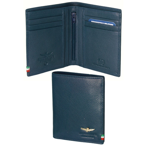 AERONAUTICA MILITARE AM-105 Men's Vertical Flag line wallet with coin pocket in leather - BorsaBella