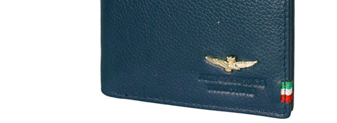 AERONAUTICA MILITARE AM-105 Men's Vertical Flag line wallet with coin pocket in leather - BorsaBella