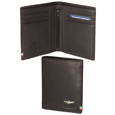 AERONAUTICA MILITARE AM-105 Men's Vertical Flag line wallet with coin pocket in leather - BorsaBella