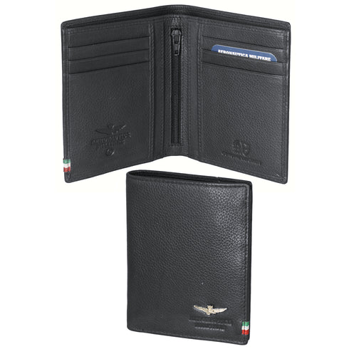 AERONAUTICA MILITARE AM-105 Men's Vertical Flag line wallet with coin pocket in leather - BorsaBella