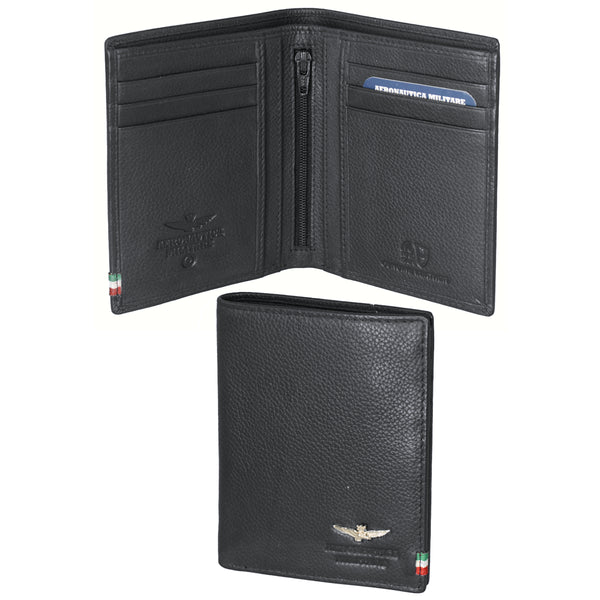 AERONAUTICA MILITARE AM-105 Men's Vertical Flag line wallet with coin pocket in leather - BorsaBella