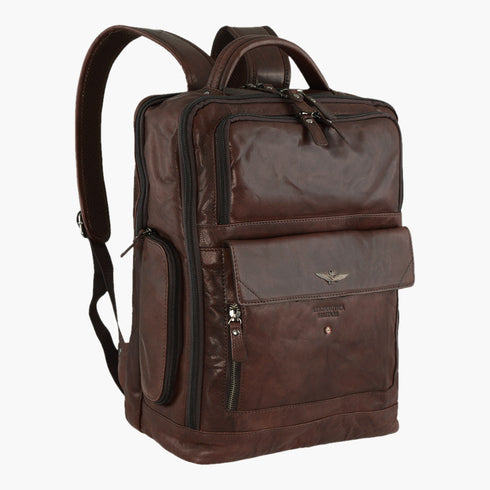 AERONAUTICA MILITARE AM-305 Vintage leather laptop backpack
