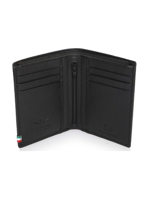 AERONAUTICA MILITARE AM-105 Men's Vertical Flag line wallet with coin pocket in leather - BorsaBella