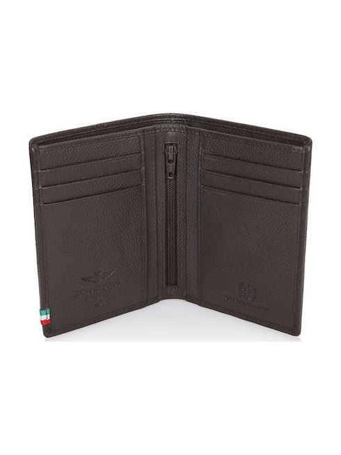 AERONAUTICA MILITARE AM-105 Men's Vertical Flag line wallet with coin pocket in leather - BorsaBella