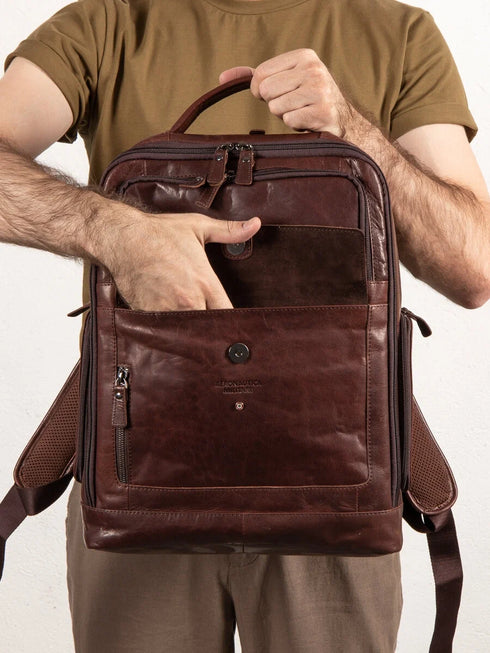 AERONAUTICA MILITARE AM-305 Vintage leather laptop backpack