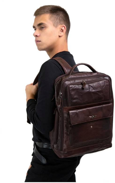 AERONAUTICA MILITARE AM-305 Vintage leather laptop backpack