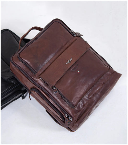 AERONAUTICA MILITARE AM-305 Vintage leather laptop backpack